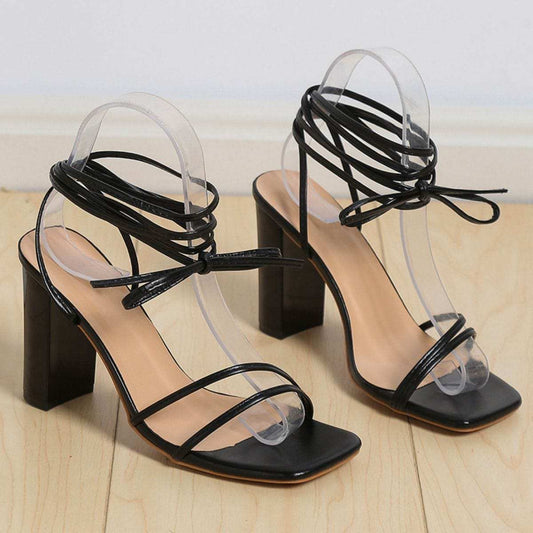 Open Toe Block Heels Sandals - Trendsi - Flyclothing LLC