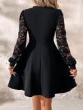 Cutout Lace Long Sleeve Mini Dress - Trendsi - Flyclothing LLC