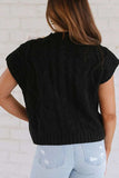 Lace-Up Mock Neck Short Sleeve Sweater - Trendsi - Flyclothing LLC