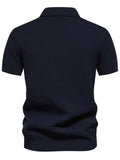 Men's Collared Neck Striped Texture Knit Polo - Trendsi - Flyclothing LLC