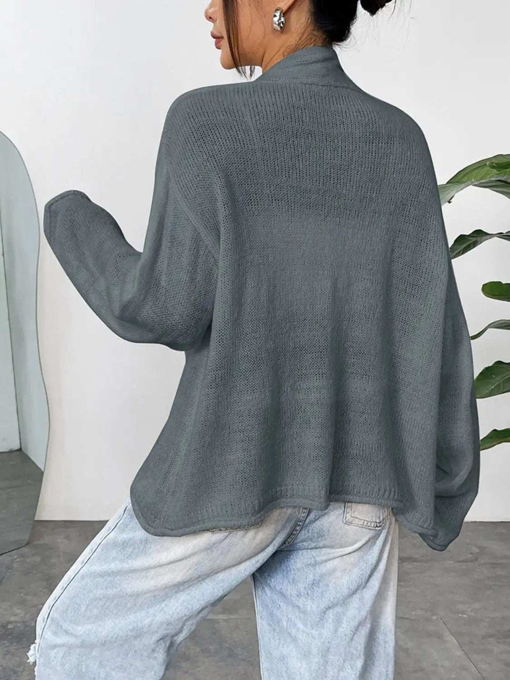 Open Front Dropped Shoulder Cardigan - Trendsi - Flyclothing LLC