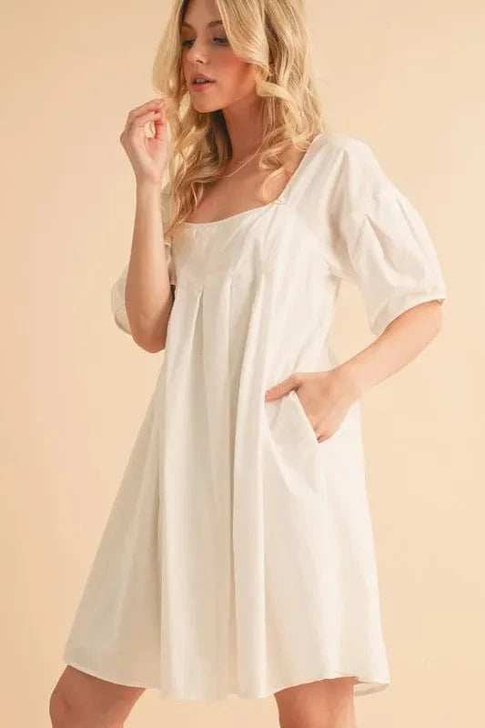 Aemi + Co Square Neck Babydoll Dress with Pockets - Trendsi - Flyclothing LLC
