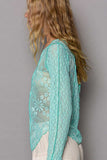 POL Exposed Seam Long Sleeve Lace Knit Top - Trendsi - Flyclothing LLC