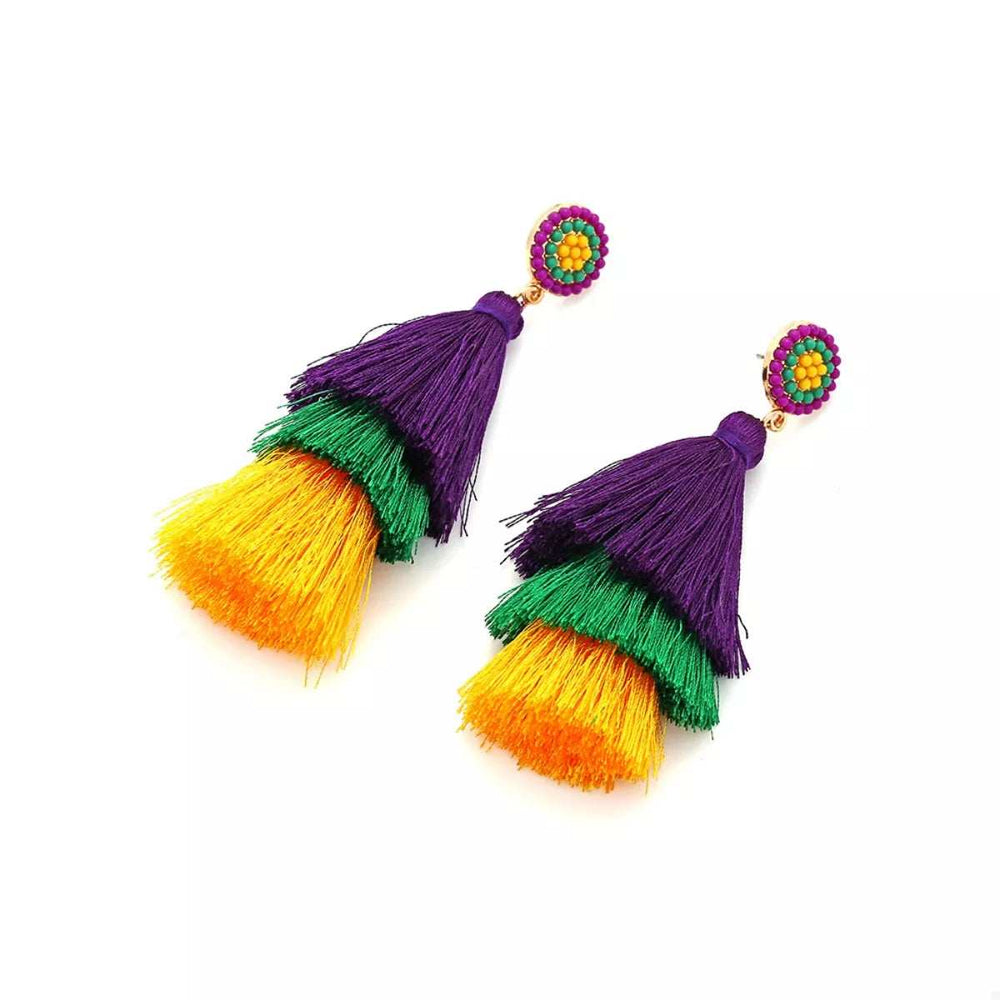 Layered Tassel Drop Earrings - Trendsi - Flyclothing LLC