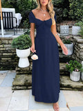 Devine Sweetheart Neck Short Sleeve Maxi Dress - Trendsi - Flyclothing LLC