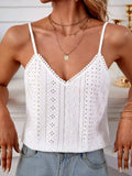 Eyelet Lace Detail V-Neck Cami - Trendsi - Flyclothing LLC