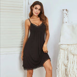 Lace Detail V-Neck Lounge Dress - Trendsi - Flyclothing LLC