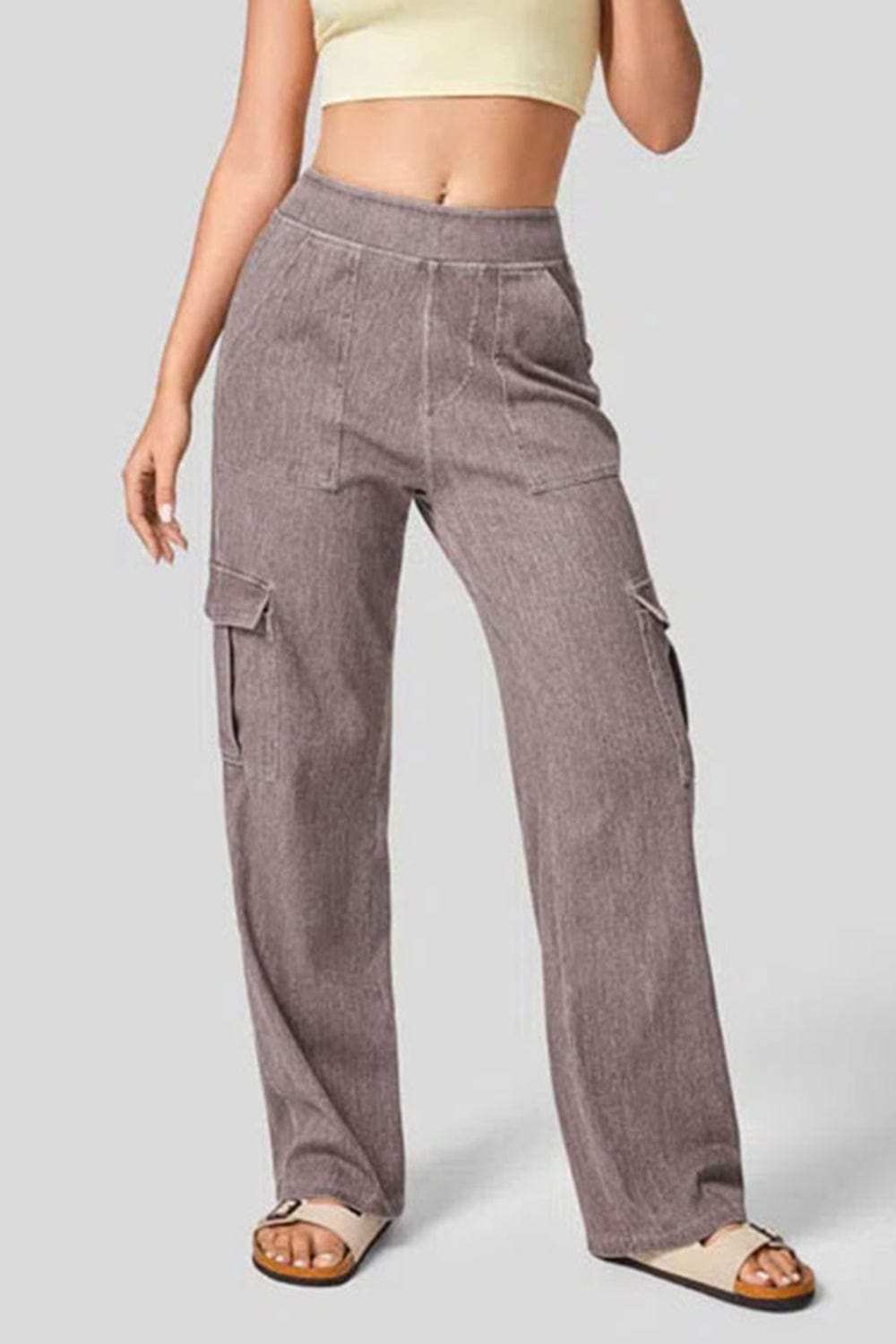 High Waist Straight Leg Cargo Jeans - Trendsi - Flyclothing LLC