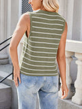 Tie Front Striped Knit Vest - Trendsi - Flyclothing LLC