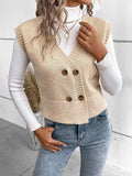 Full Size Button Up V-Neck Sweater Vest - Trendsi - Flyclothing LLC