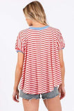 Ces Femme Striped Round Neck Short Sleeve T-Shirt - Trendsi - Flyclothing LLC
