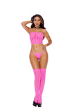 Elegant Moments Neon Pink Np Top, G-String & Stockings 8680np - Elegant Moments - Flyclothing LLC