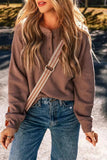Waffle-Knit Round Neck Long Sleeve Blouse - Trendsi - Flyclothing LLC