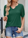 Lace Short Sleeve T-Shirt - Trendsi - Flyclothing LLC