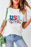 USA Round Neck Short Sleeve T-Shirt - Trendsi - Flyclothing LLC