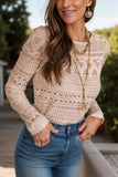 Lace Round Neck Long Sleeve Blouse - Trendsi - Flyclothing LLC