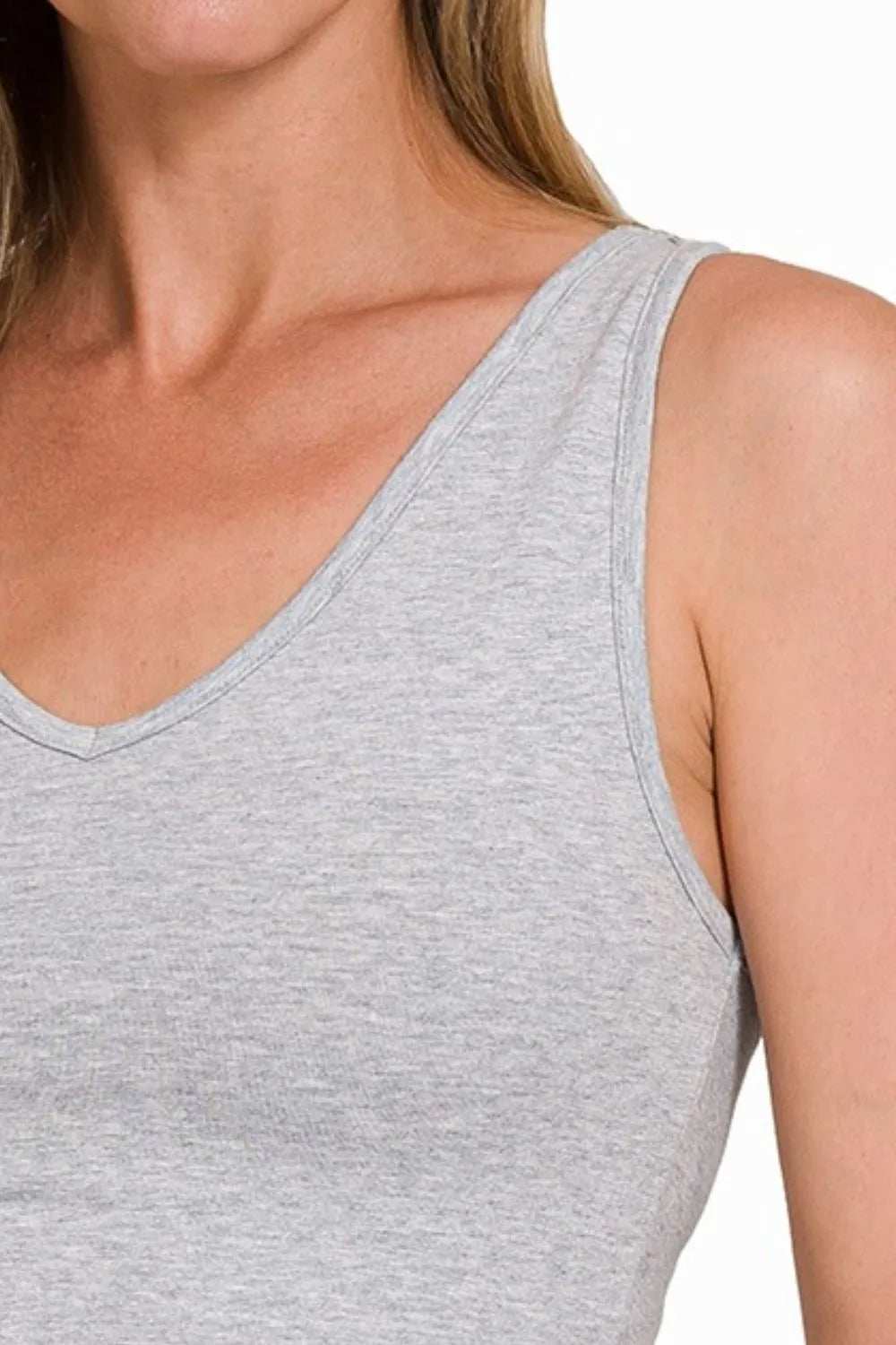 Zenana Cotton V-neck Cropped Cami Top - Trendsi - Flyclothing LLC