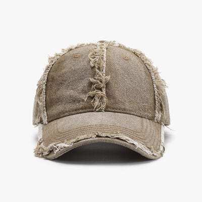 Raw Hem Cotton Baseball Cap - Trendsi - Flyclothing LLC