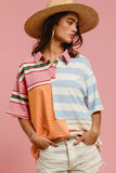 BiBi Mix And Match Stripe Color Block Shirt - Trendsi - Flyclothing LLC