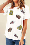 Sequin Crawfish Potato Round Neck Short Sleeve T-Shirt - Trendsi - Flyclothing LLC
