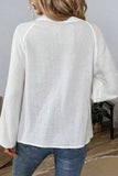 Embroidered Notched Long Sleeve Blouse - Trendsi - Flyclothing LLC