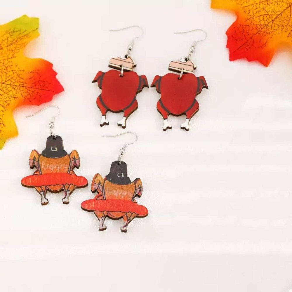 Thanksgiving Turkey Dangle Earrings - Trendsi - Flyclothing LLC