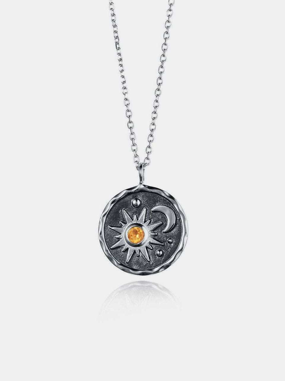 Alloy Inlaid Zircon Sun & Moon Necklace - Trendsi - Flyclothing LLC