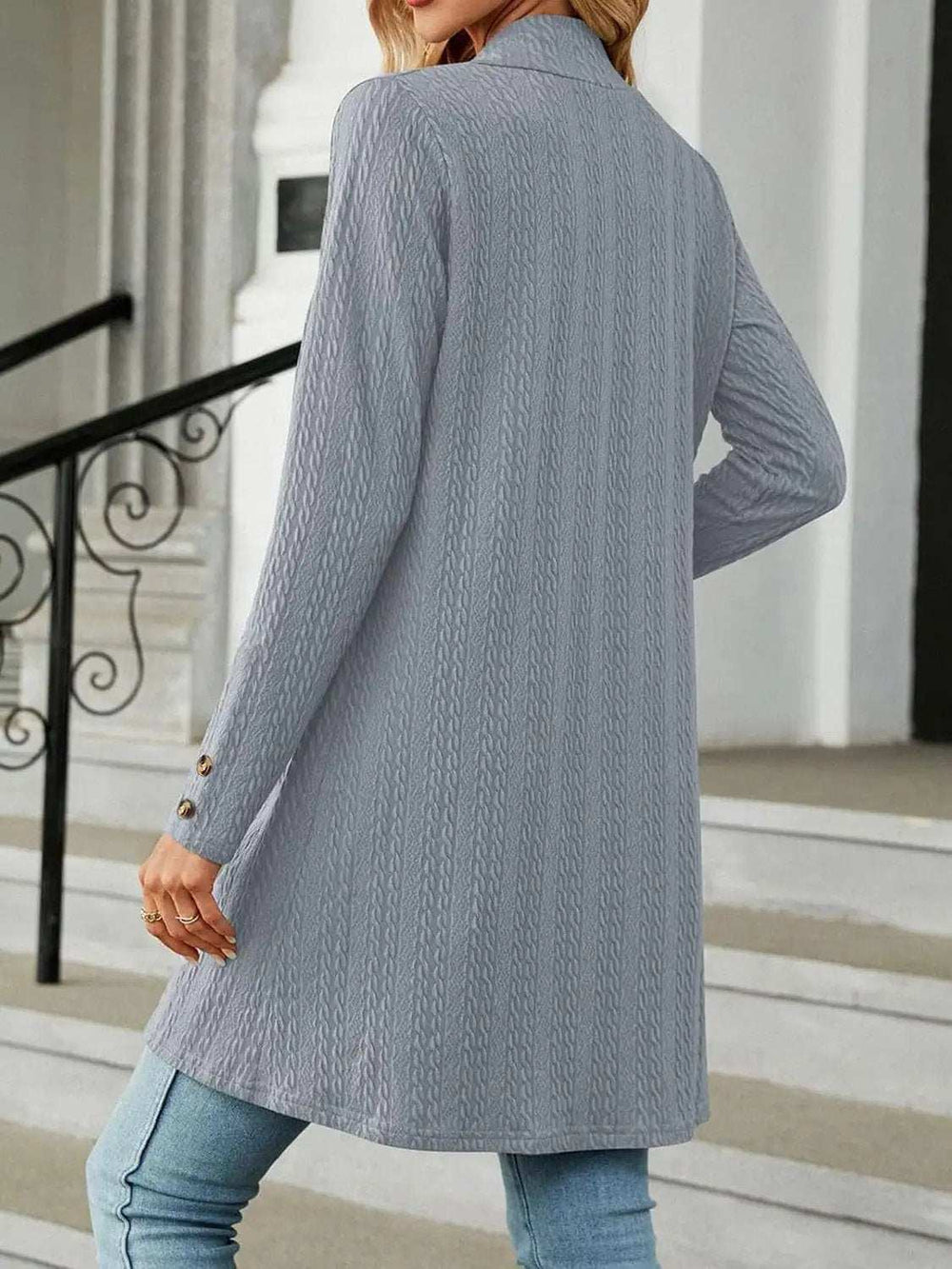 Open Front Long Sleeve Cardigan - Trendsi - Flyclothing LLC