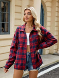 Plaid Collared Neck Long Sleeve Shirt - Trendsi - Flyclothing LLC