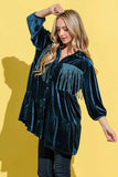 And The Why Fringe Detailed Velvet Shirt Dress - Trendsi - Flyclothing LLC