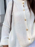 Oversized Knit Button-Down Batwing Sleeve Cardigan - Trendsi - Flyclothing LLC