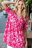 Heimish Full Size Short Sleeve Crisscross Animal Babydoll Top Plus Size - Trendsi - Flyclothing LLC
