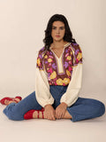 Printed Notched Long Sleeve Blouse - Trendsi - Flyclothing LLC