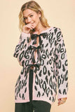 Davi & Dani Leopard Ribbon Tie Front Loose Fit Cardigan - Trendsi - Flyclothing LLC