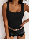 Square Neck Wide Strap Tank - Trendsi - Flyclothing LLC