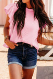 Textured Ruffle Cap Sleeve Top - Trendsi - Flyclothing LLC