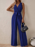 Tied Surplice Sleeveless Wide Leg Jumpsuit - Trendsi - Flyclothing LLC