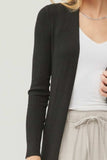 Be Cool Ribbed Open Front Long Sleeve Cardigan - Trendsi - Flyclothing LLC