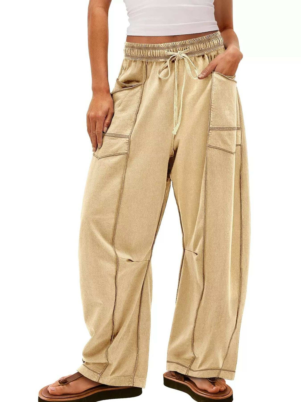 Drawstring Wide Leg Pants - Trendsi - Flyclothing LLC