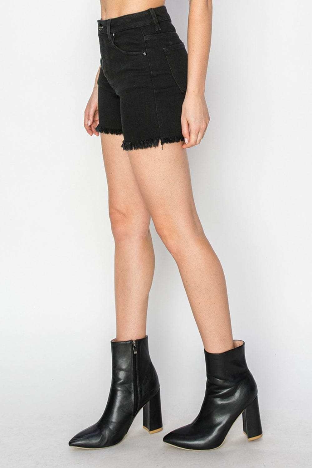 RISEN Full Size High Waist Raw Hem Denim Shorts - Trendsi - Flyclothing LLC