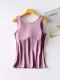 Round Neck Tank with Bra - Trendsi - Flyclothing LLC