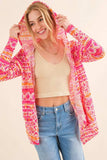 And The Why Full Size Printed Thermal Hooded Open Front Cardigan - Trendsi - Flyclothing LLC