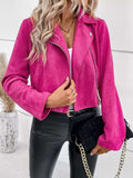 Suede Moto Jacket with Zip Detail - Trendsi - Flyclothing LLC
