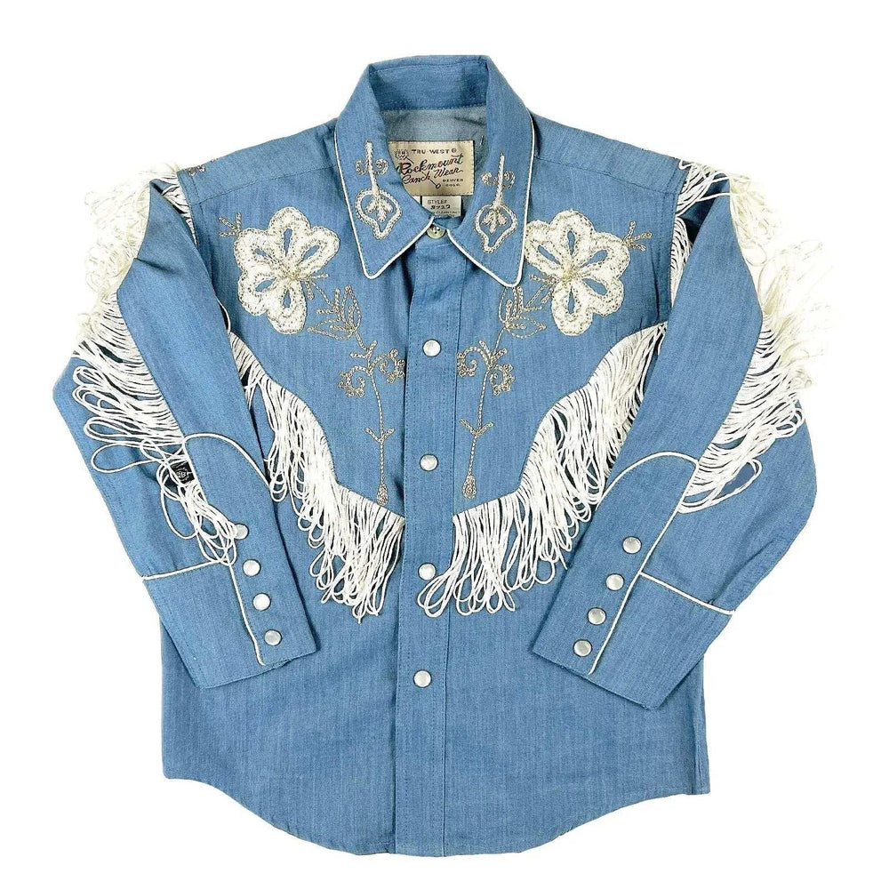 Rockmont Clothing Kid's Embroidered Vintage Fringe Denim Western Shirt - Rockmount Clothing - Flyclothing LLC