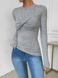 Twisted Round Neck Long Sleeve T-Shirt - Trendsi - Flyclothing LLC