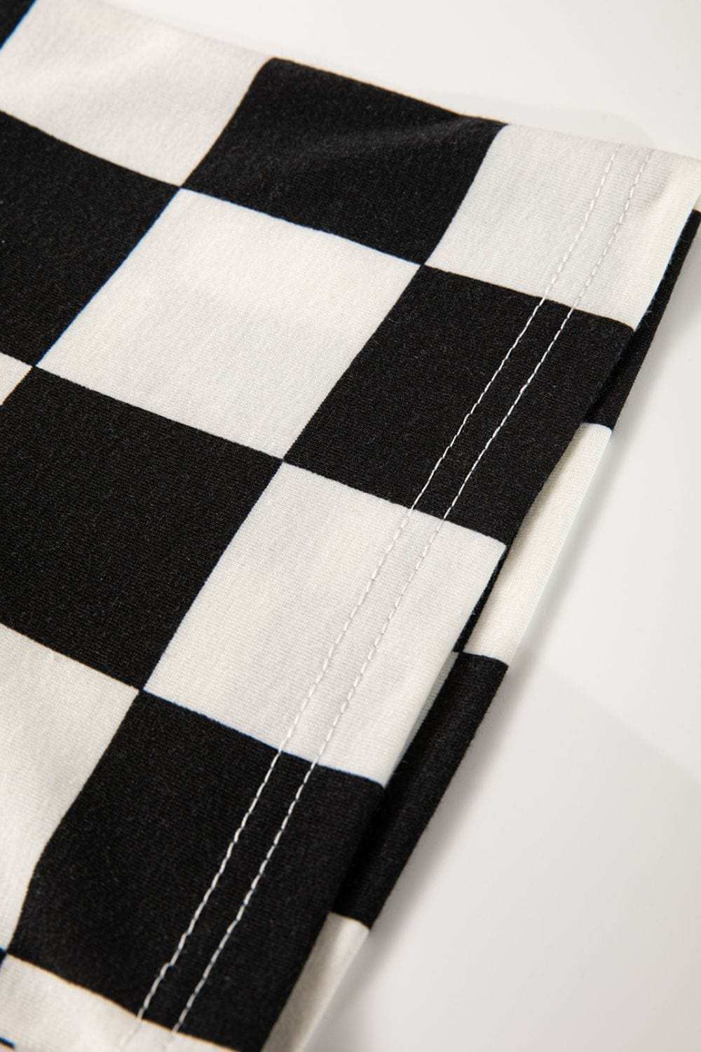 Checkerboard V Neck Loose Tee and Shorts Set - Trendsi - Flyclothing LLC