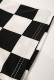 Checkerboard V Neck Loose Tee and Shorts Set - Trendsi - Flyclothing LLC