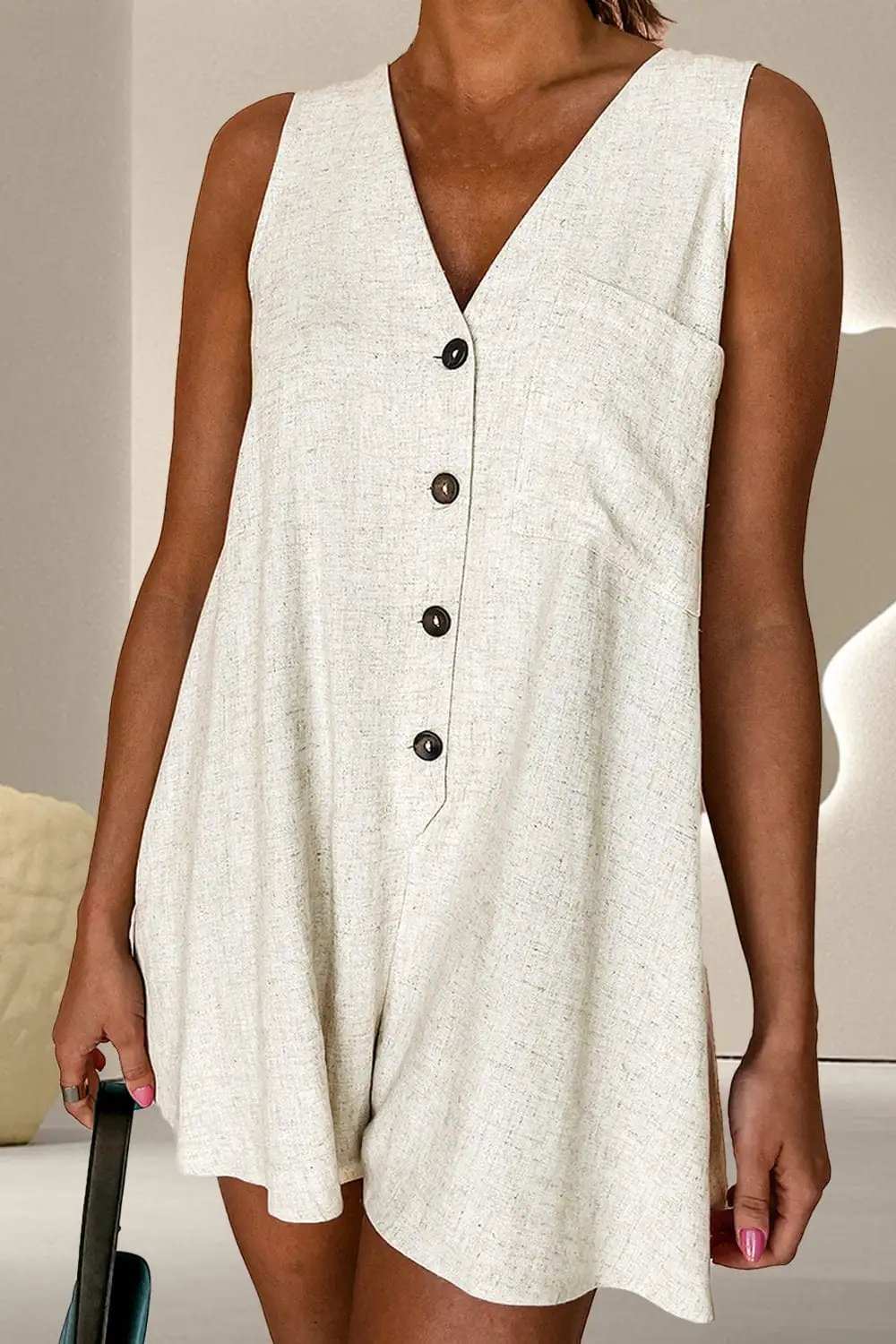 V-Neck Sleeveless Romper - Trendsi - Flyclothing LLC
