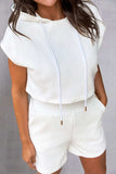 Textured Drawstring Hoodie and Shorts Set - Trendsi - Flyclothing LLC