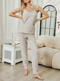 Fuzzy V-Neck Cami and Pants Lounge Set - Trendsi - Flyclothing LLC